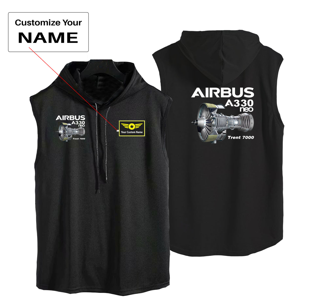 Airbus A330neo & Trent 7000 Designed Hooded Tank Tops