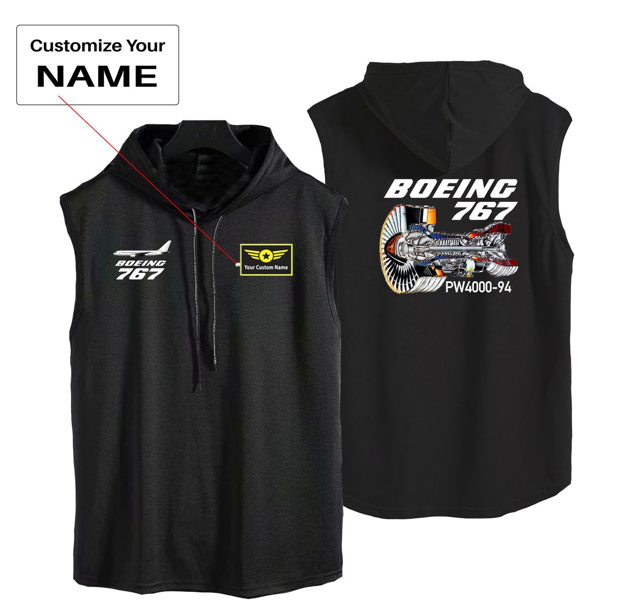 Boeing 767 Engine (PW4000-94) Designed Hooded Tank Tops