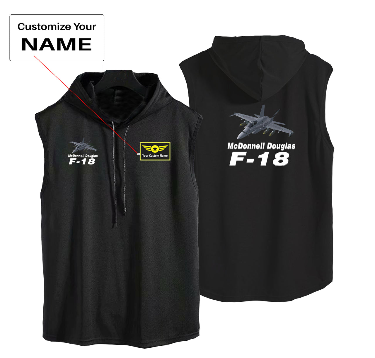 The McDonnell Douglas F18 Designed Hooded Tank Tops