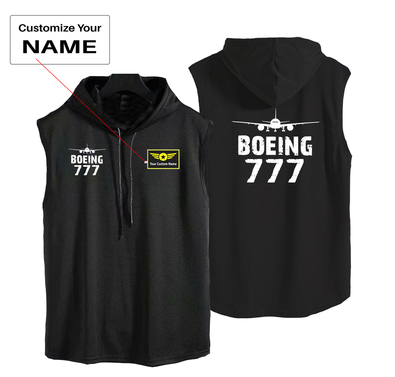 Boeing 777 & Plane Designed Hooded Tank Tops