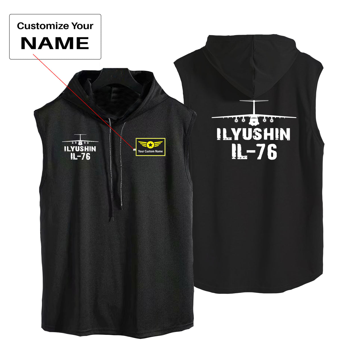 ILyushin IL-76 & Plane Designed Hooded Tank Tops