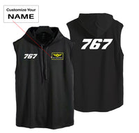 Thumbnail for 767 Flat Text Designed Hooded Tank Tops