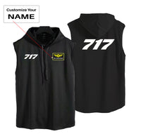 Thumbnail for 717 Flat Text Designed Hooded Tank Tops