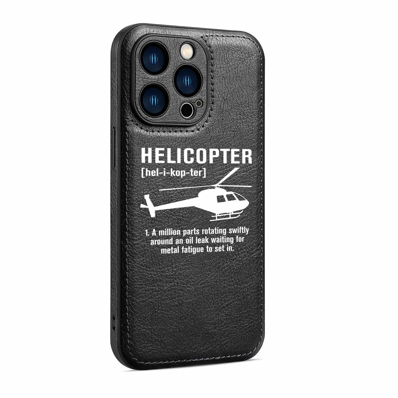 Helicopter [Noun] Designed Leather iPhone Cases