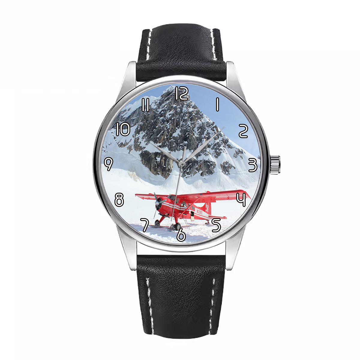 Amazing Snow Airplane Designed Fashion Leather Strap Watches