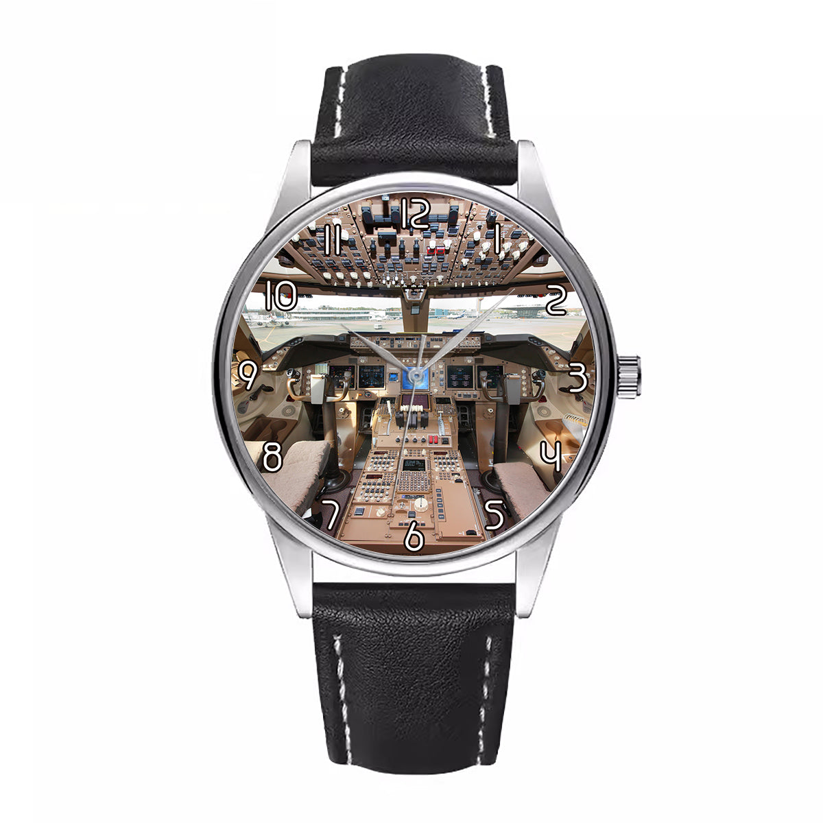 Boeing 747 Cockpit Designed Fashion Leather Strap Watches