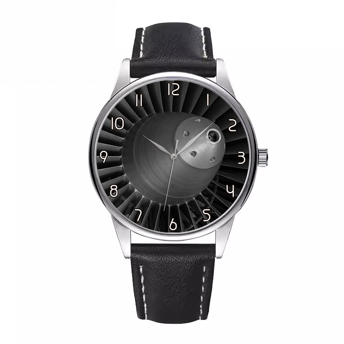 Super View of Jet Engine Designed Fashion Leather Strap Watches