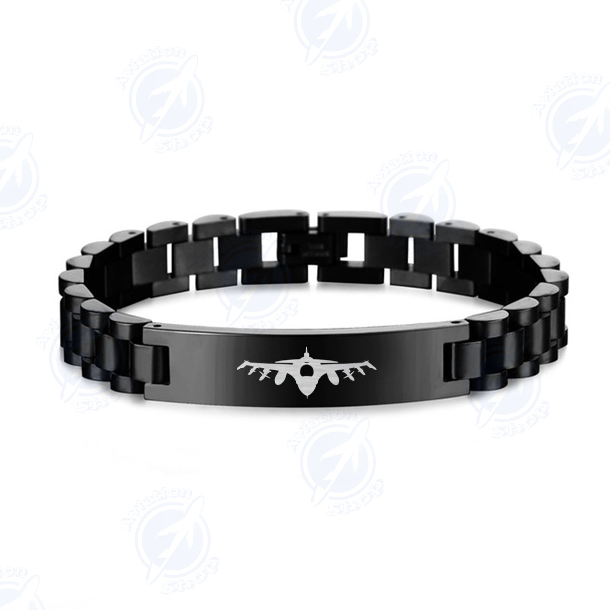 Fighting Falcon F16 Silhouette Designed Stainless Steel Chain Bracelets