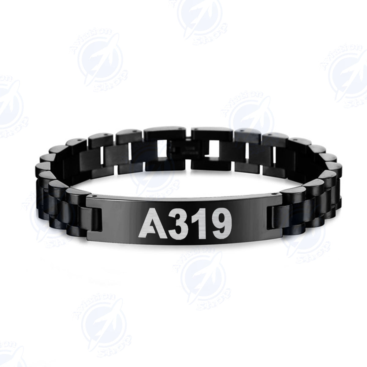 A319 Flat Text Designed Stainless Steel Chain Bracelets