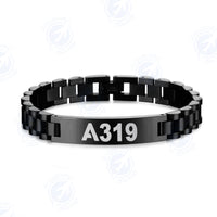 Thumbnail for A319 Flat Text Designed Stainless Steel Chain Bracelets