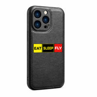 Thumbnail for Eat Sleep Fly (Colourful) Designed Leather iPhone Cases
