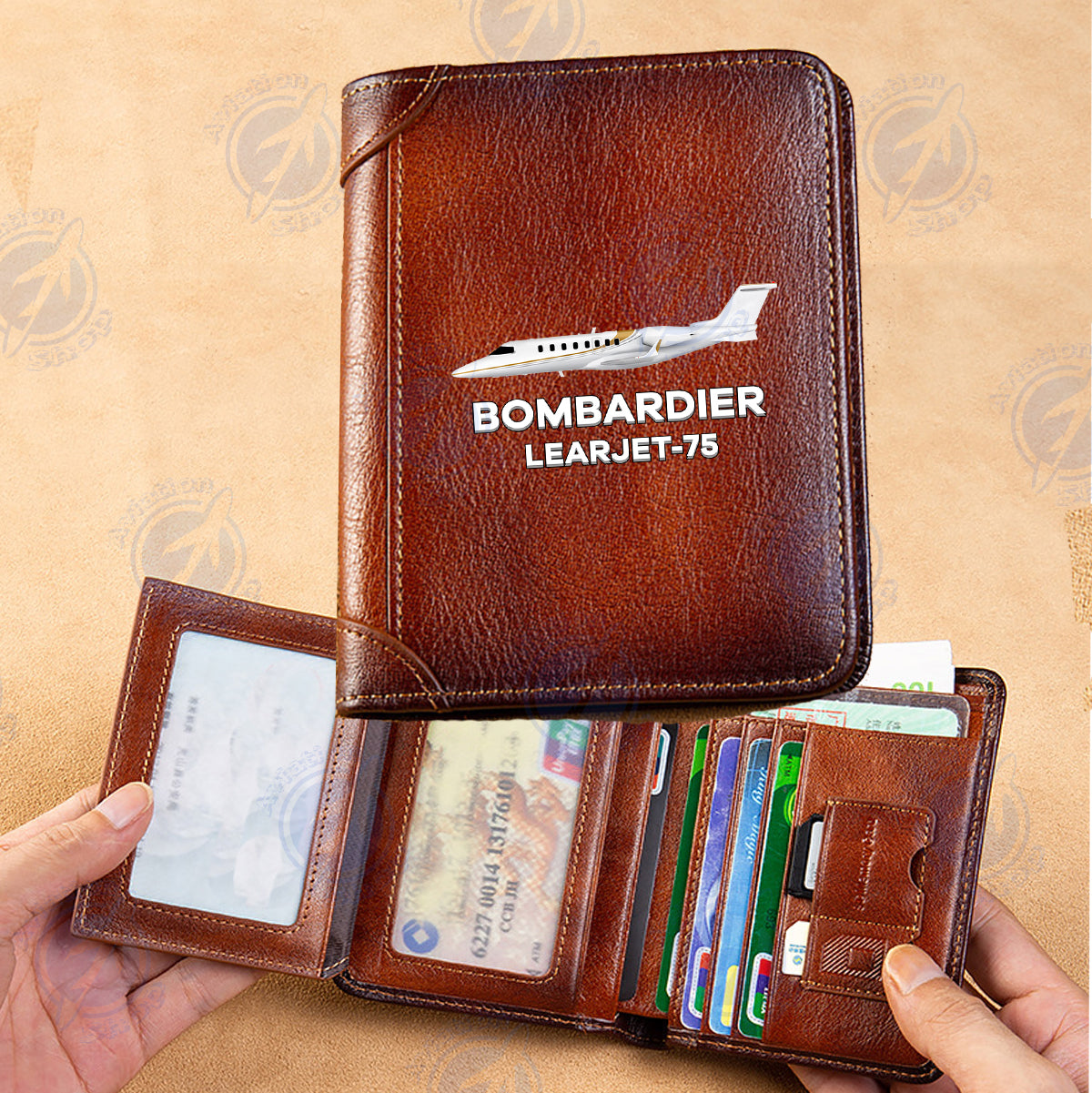 The Bombardier Learjet 75 Designed Leather Wallets