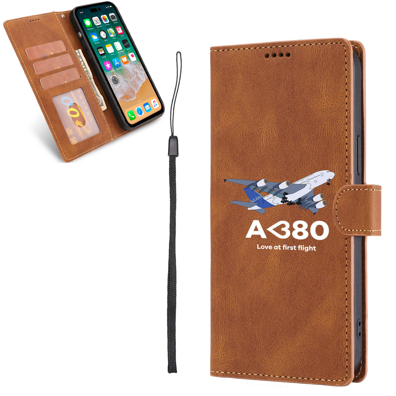 Airbus A380 Love at first flight Designed Leather iPhone Cases