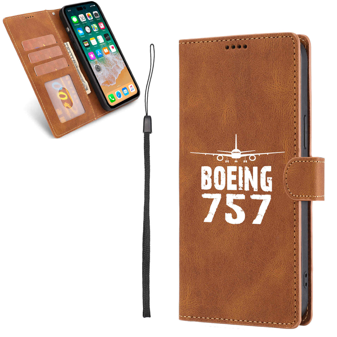 Boeing 757 & Plane Designed Leather Samsung S & Note Cases