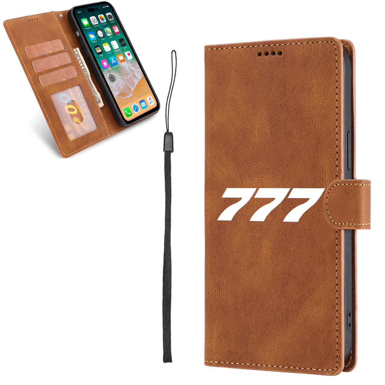 777 Flat Text Designed Leather Samsung S & Note Cases