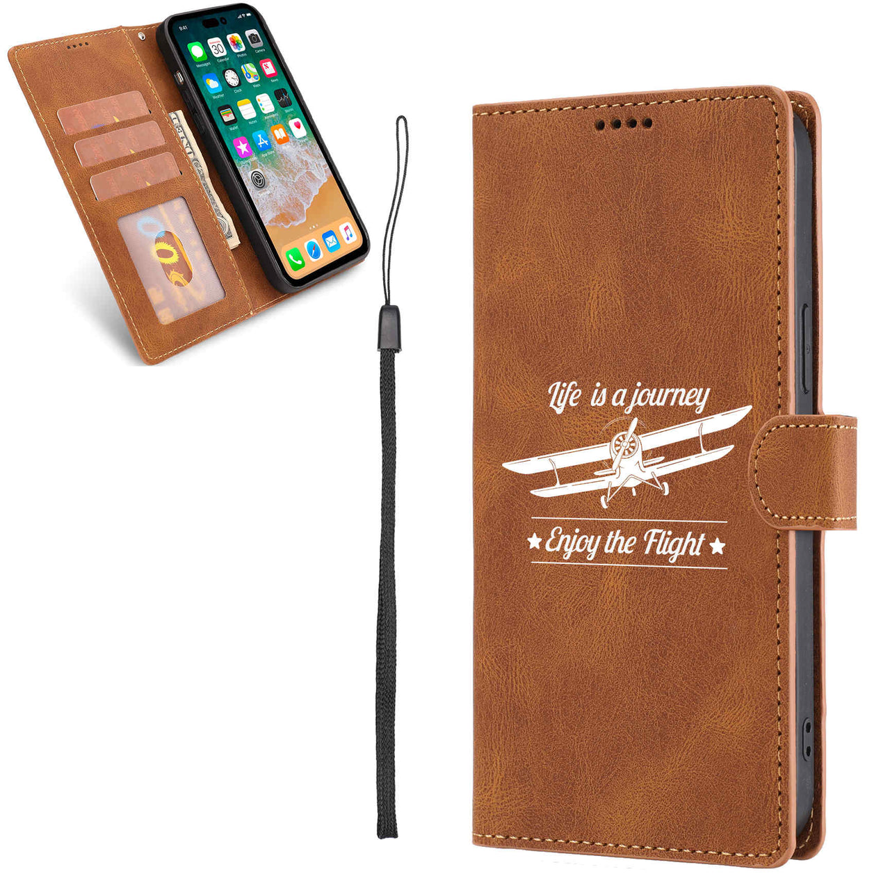 Life is a journey Enjoy the Flight Designed Leather Samsung S & Note Cases