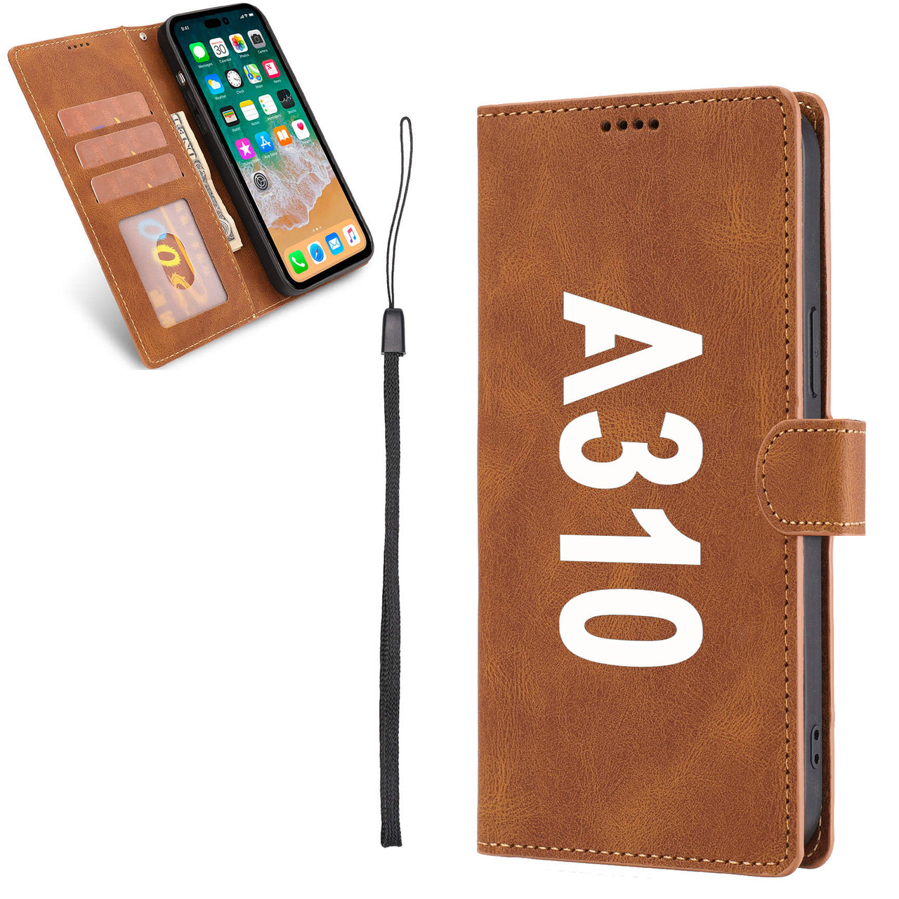 A310 Text Designed Leather iPhone Cases