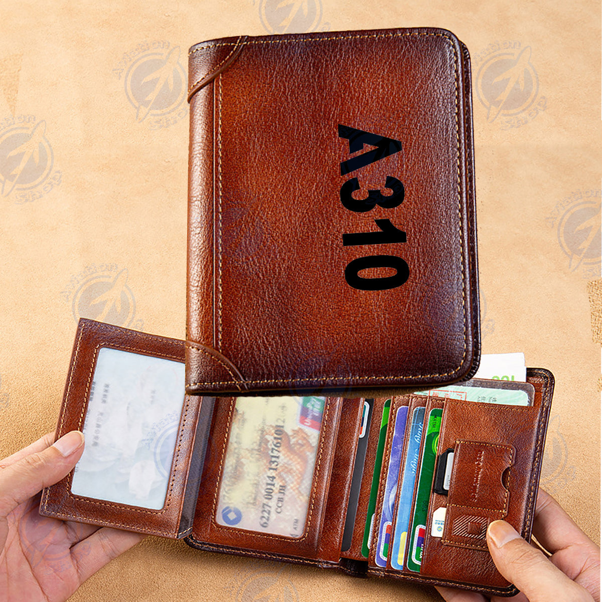 A310 Text Designed Leather Wallets