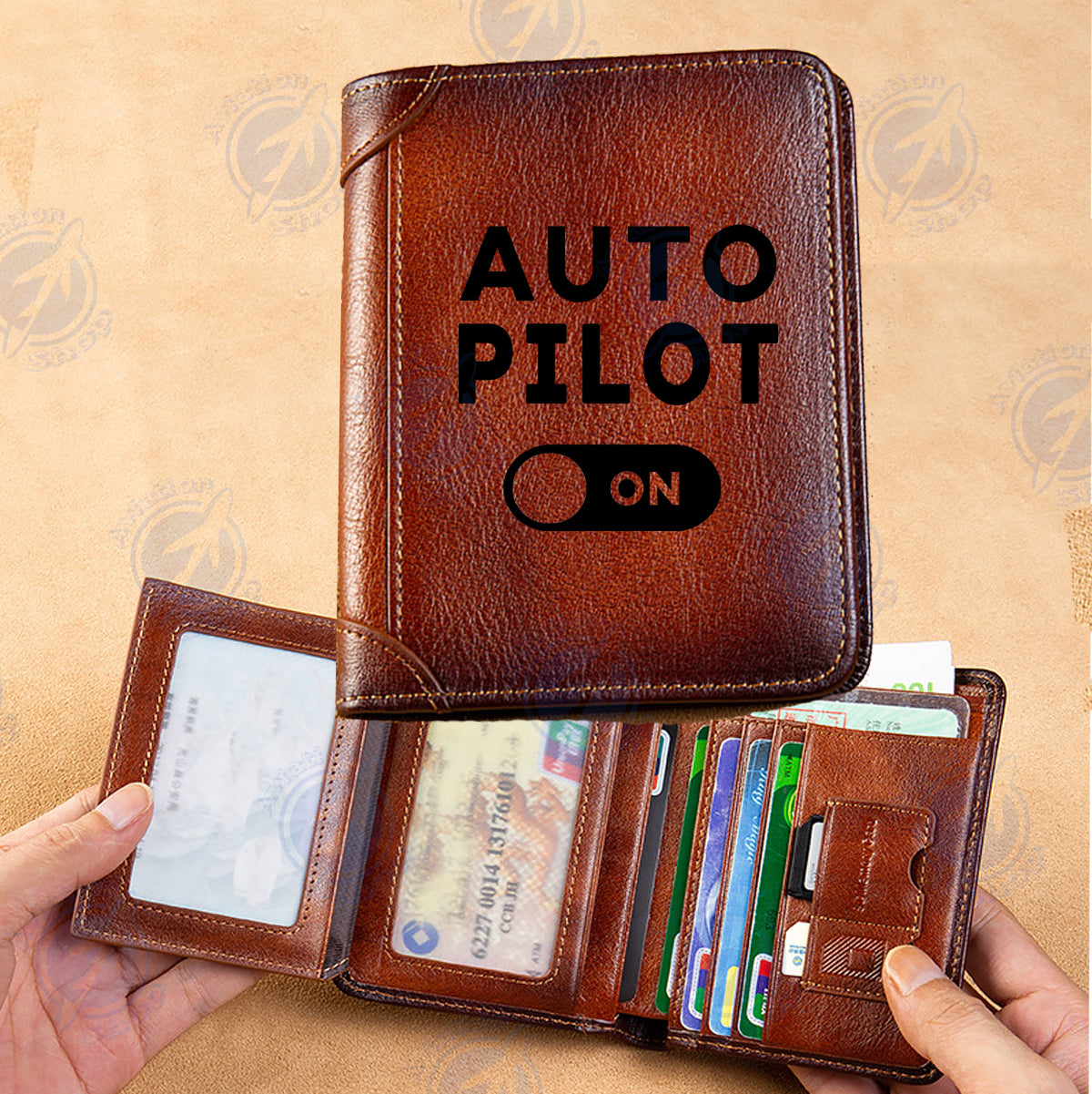 Auto Pilot ON Designed Leather Wallets