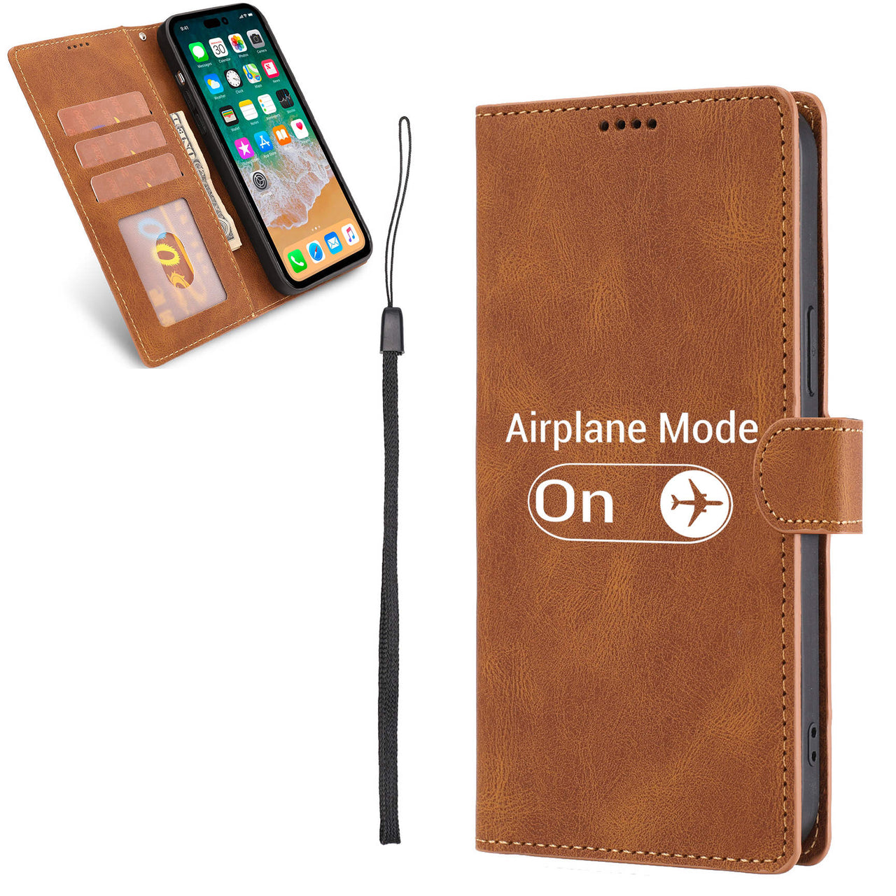 Airplane Mode On Designed Leather iPhone Cases