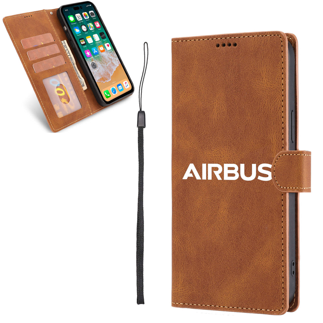 Airbus & Text Designed Leather iPhone Cases