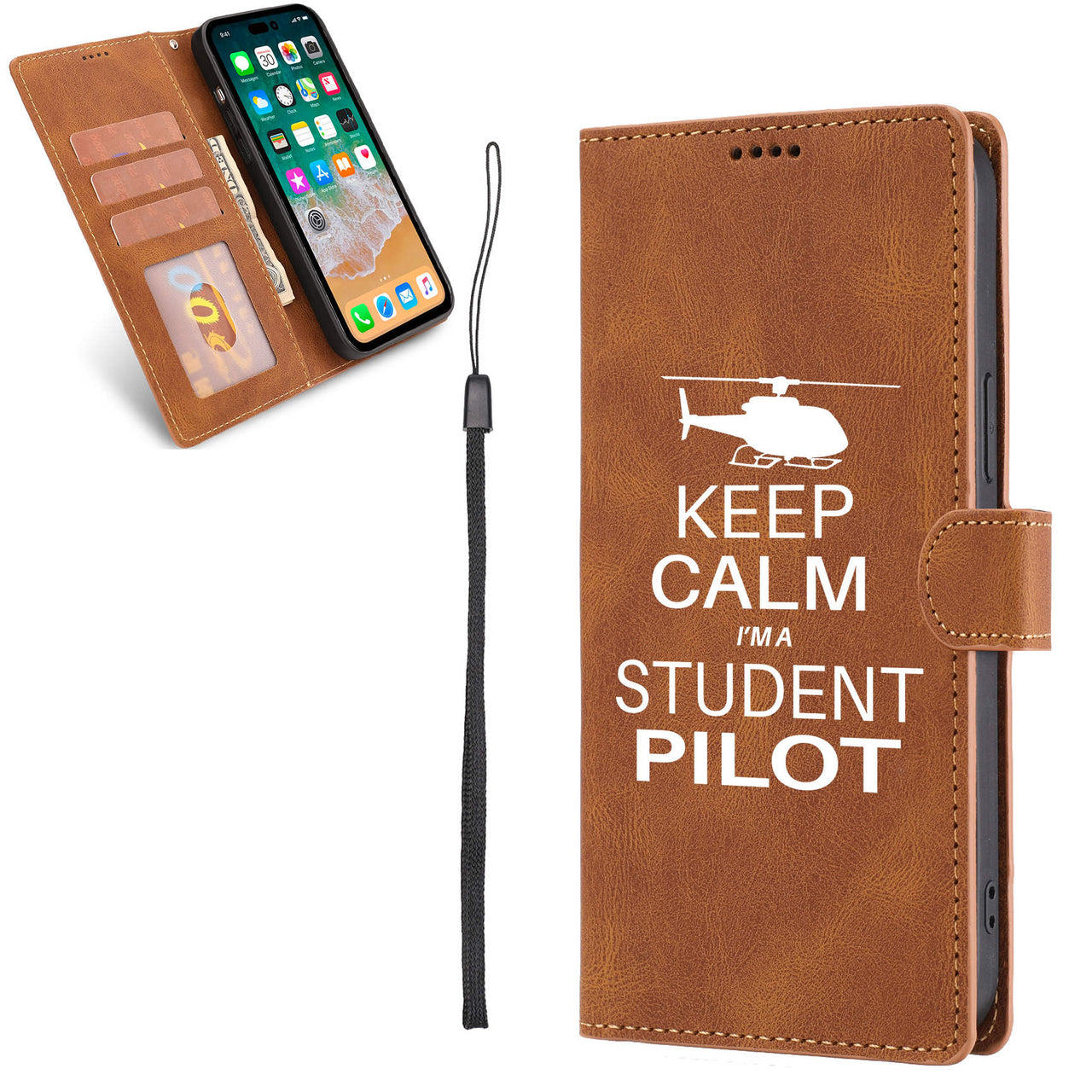 Student Pilot (Helicopter) Designed Leather iPhone Cases