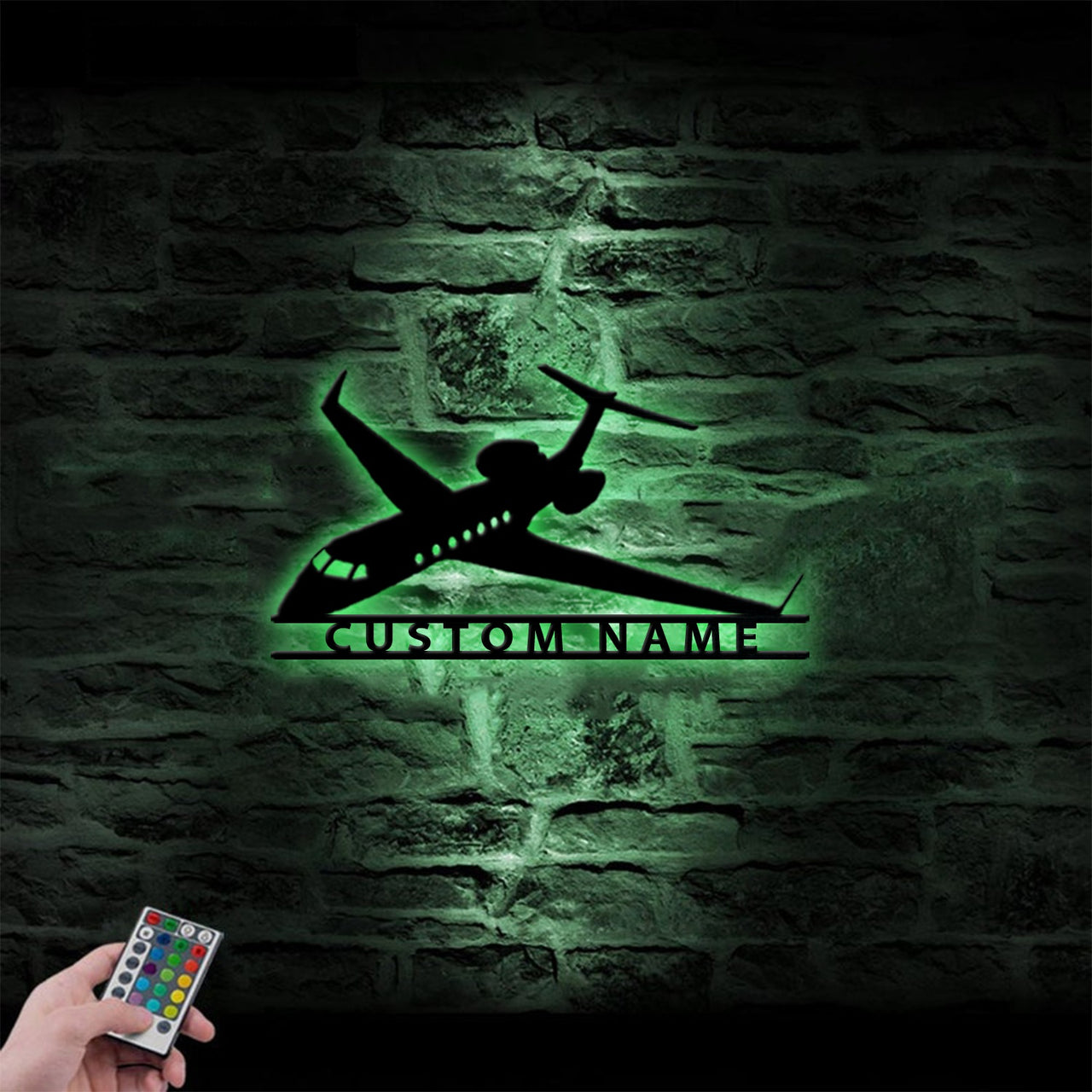 Amazing Business Jet Aircraft (FL-14) Designed Metal Wall Art LED Light