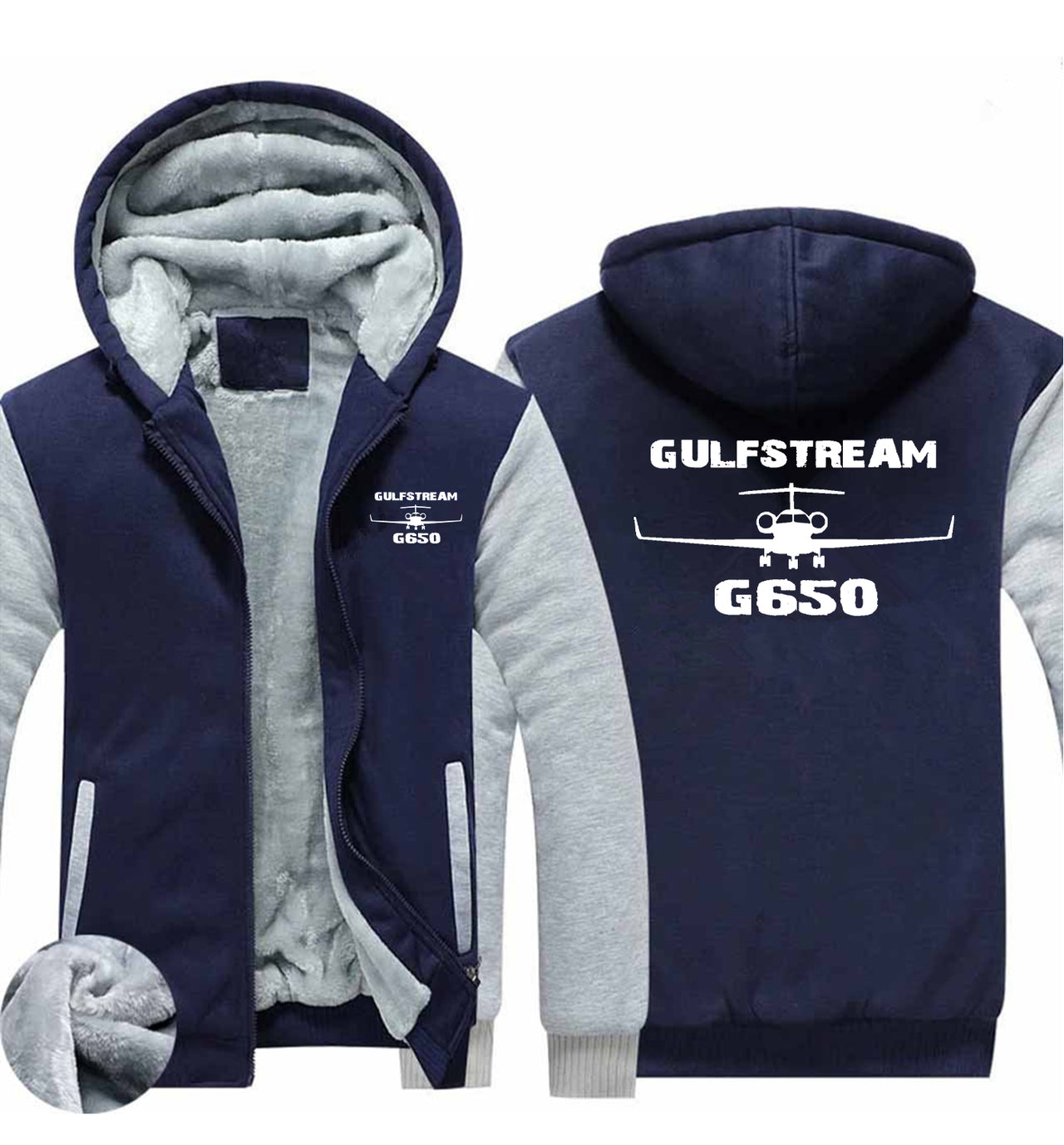 Gulfstream G650 & Plane Designed Zipped Sweatshirts