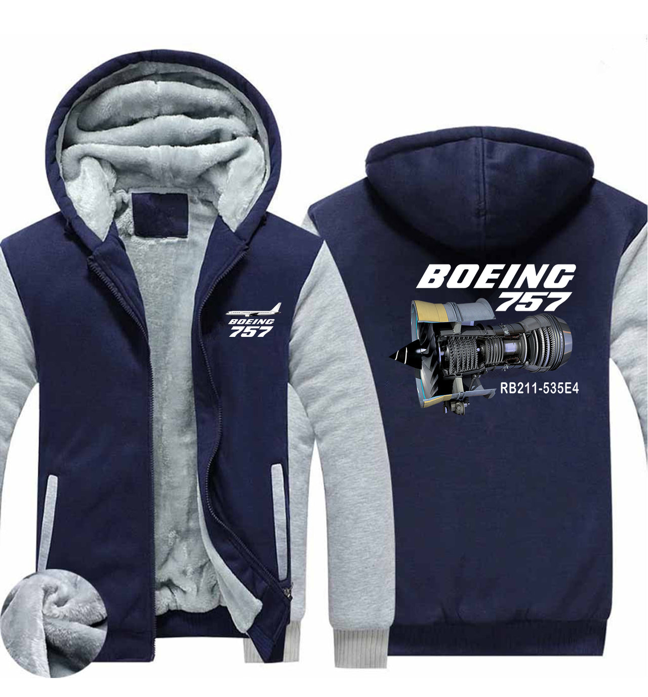 Boeing 757 & Rolls Royce Engine (RB211) Designed Zipped Sweatshirts