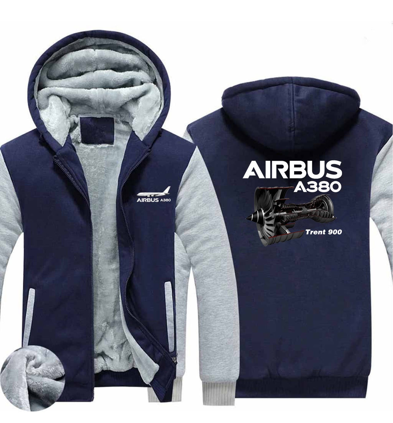 Airbus A380 & Trent 900 Engine Designed Zipped Sweatshirts
