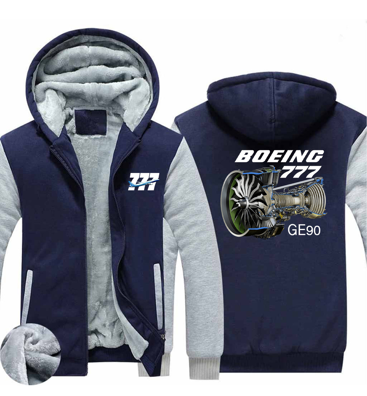 Boeing 777 & GE90 Engine Designed Zipped Sweatshirts