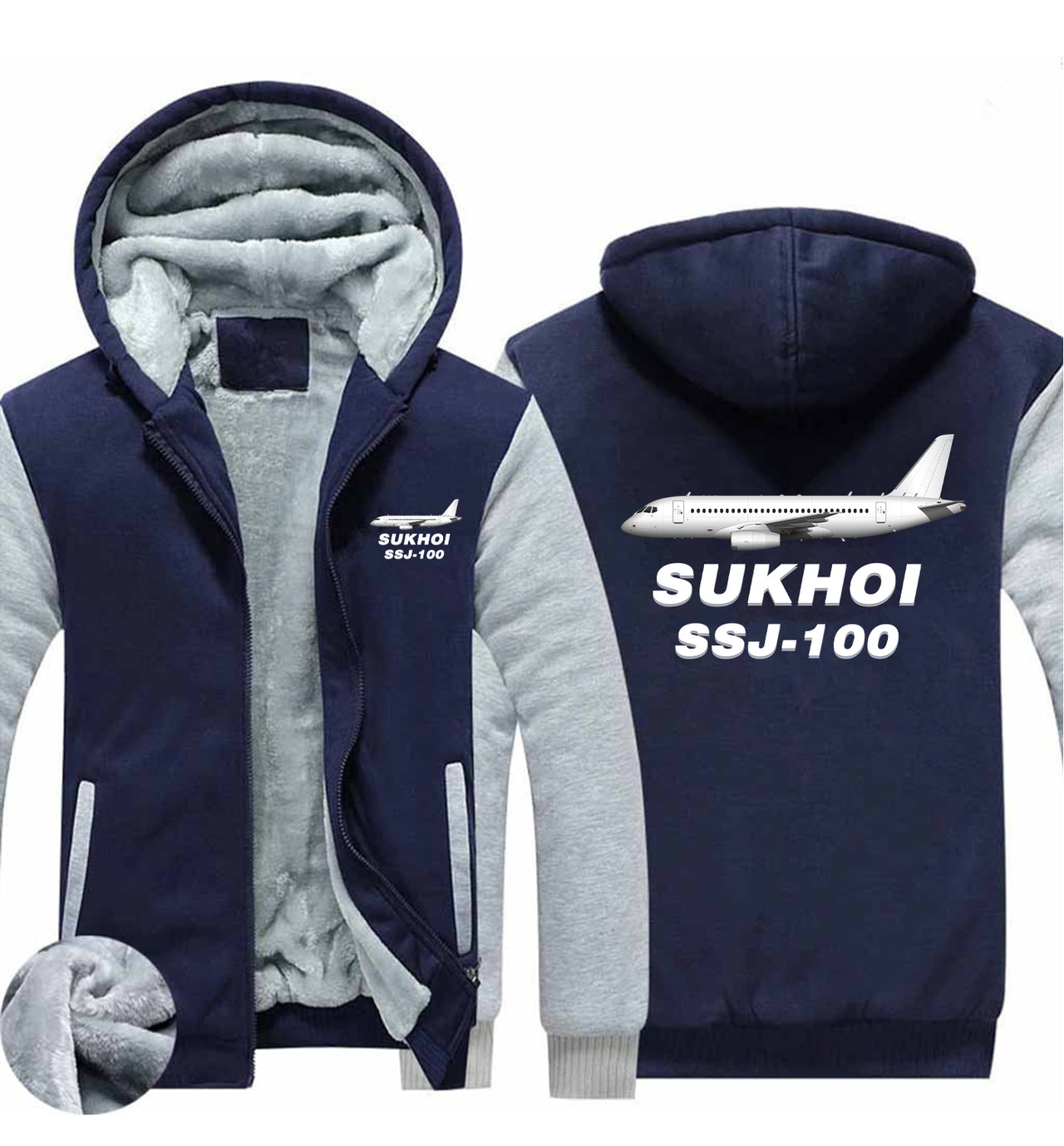 Sukhoi Superjet 100 Designed Zipped Sweatshirts