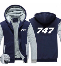 Thumbnail for 747 Flat Text Designed Zipped Sweatshirts