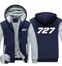 Thumbnail for 727 Flat Text Designed Zipped Sweatshirts