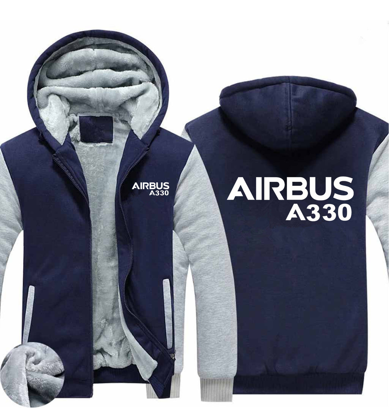 Airbus A330 & Text Designed Zipped Sweatshirts
