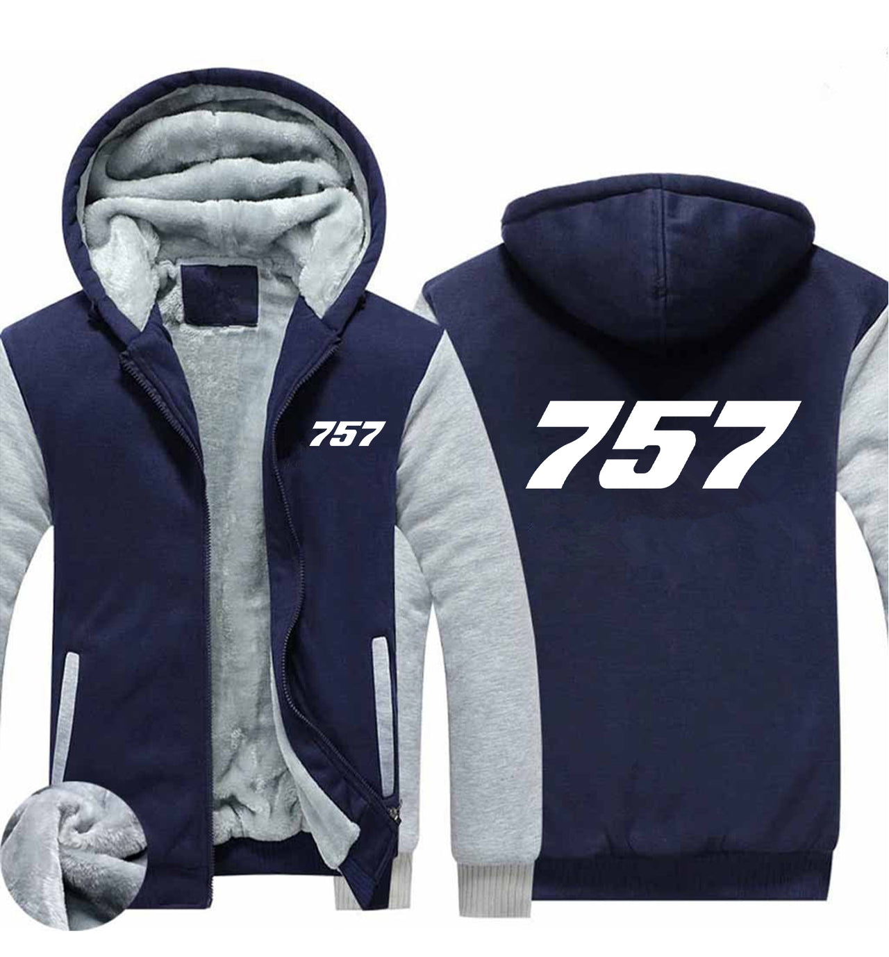 757 Flat Text Designed Zipped Sweatshirts