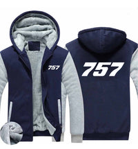 Thumbnail for 757 Flat Text Designed Zipped Sweatshirts