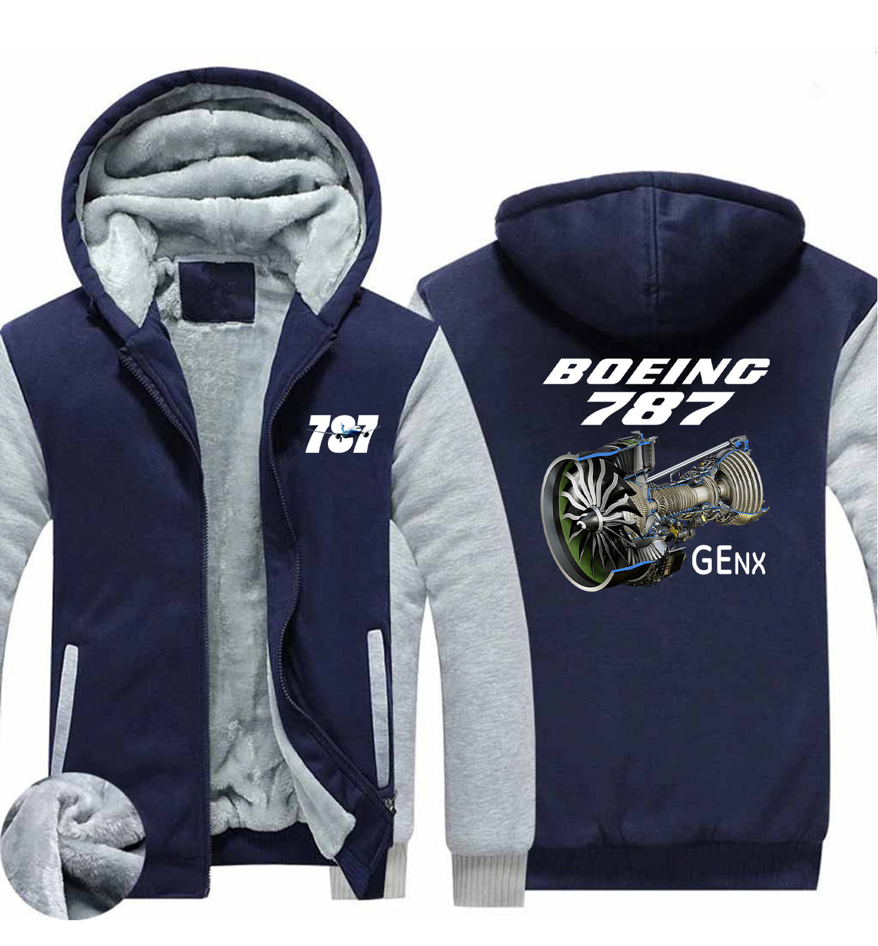 Boeing 787 & GENX Engine Designed Zipped Sweatshirts