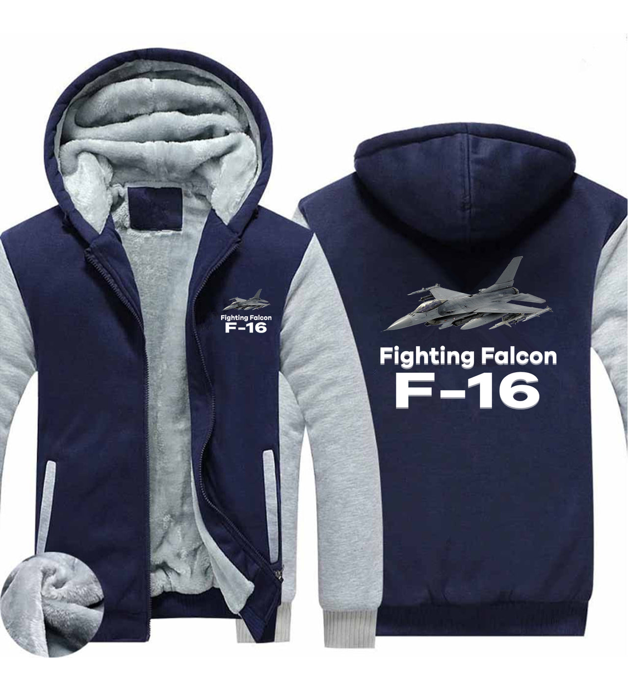 The Fighting Falcon F16 Designed Zipped Sweatshirts