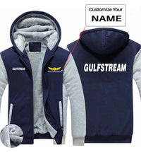 Thumbnail for Gulfstream & Text Designed Zipped Sweatshirts