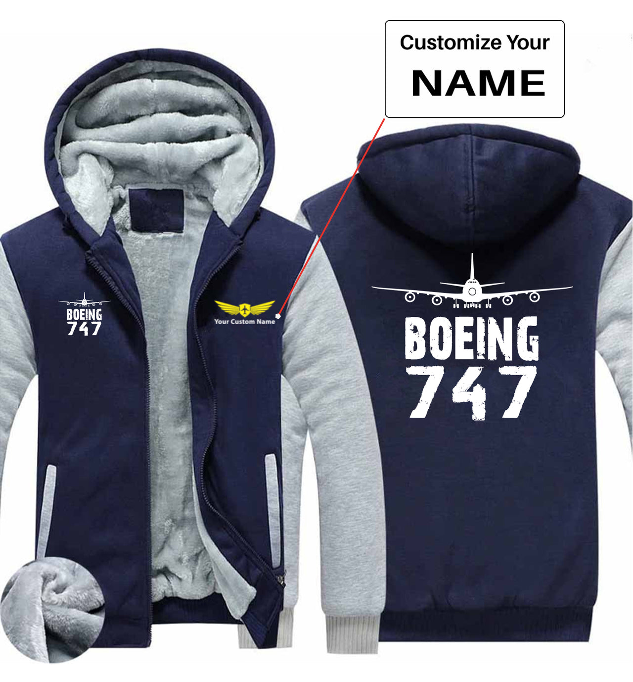 Boeing 747 & Plane Designed Zipped Sweatshirts
