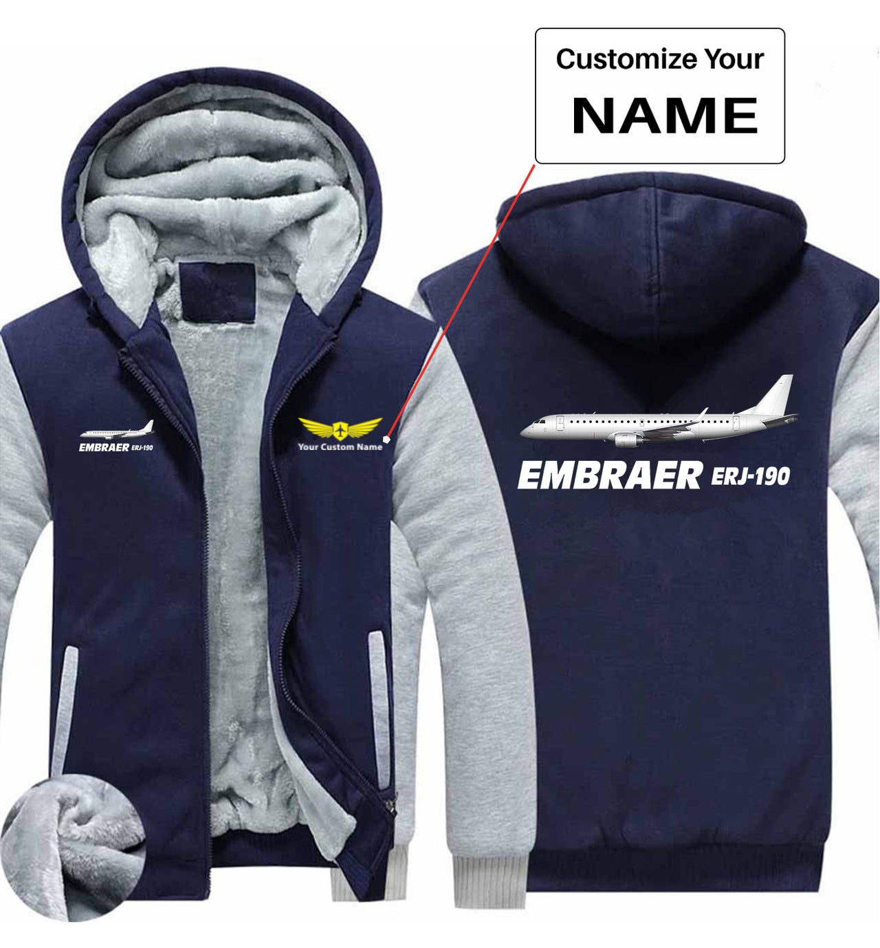 The Embraer ERJ-190 Designed Zipped Sweatshirts