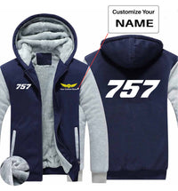 Thumbnail for 757 Flat Text Designed Zipped Sweatshirts