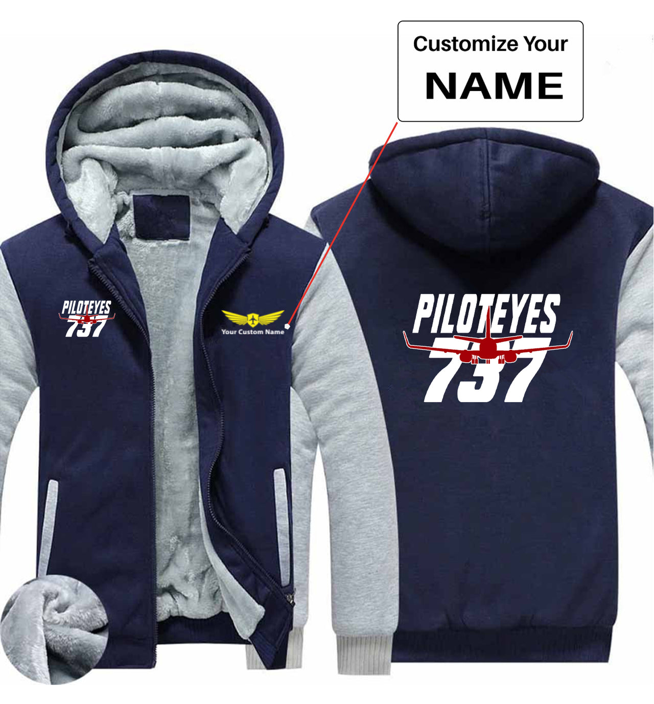 Amazing Piloteyes737 Designed Zipped Sweatshirts