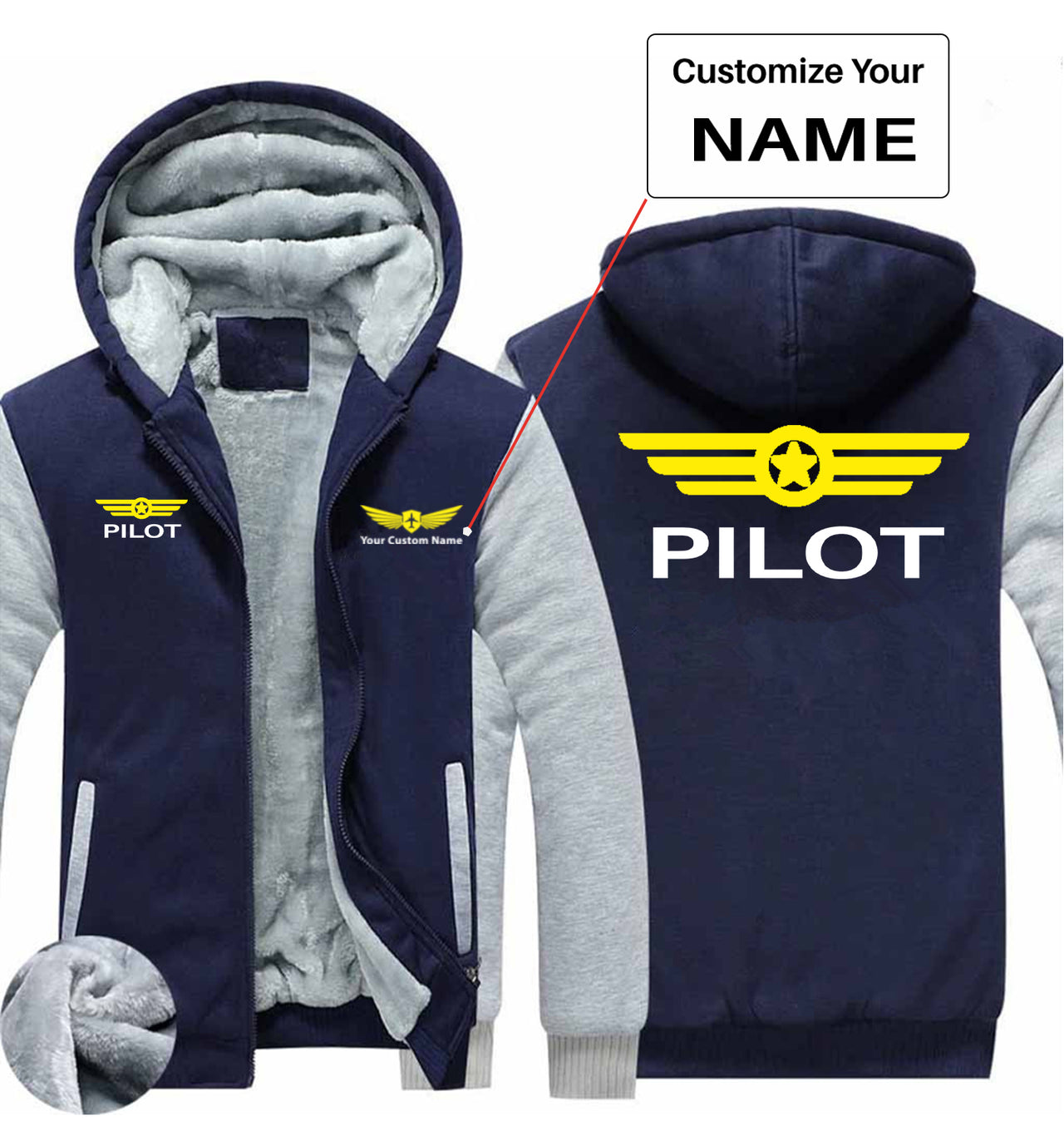 Pilot & Badge Designed Zipped Sweatshirts