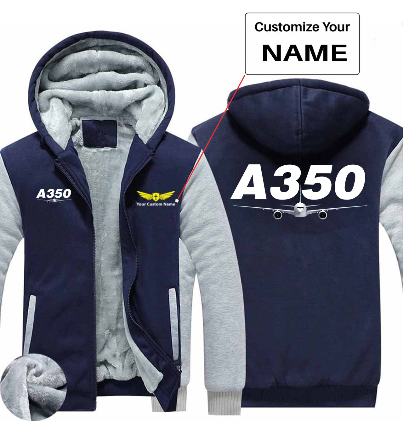 Super Airbus A350 Designed Zipped Sweatshirts