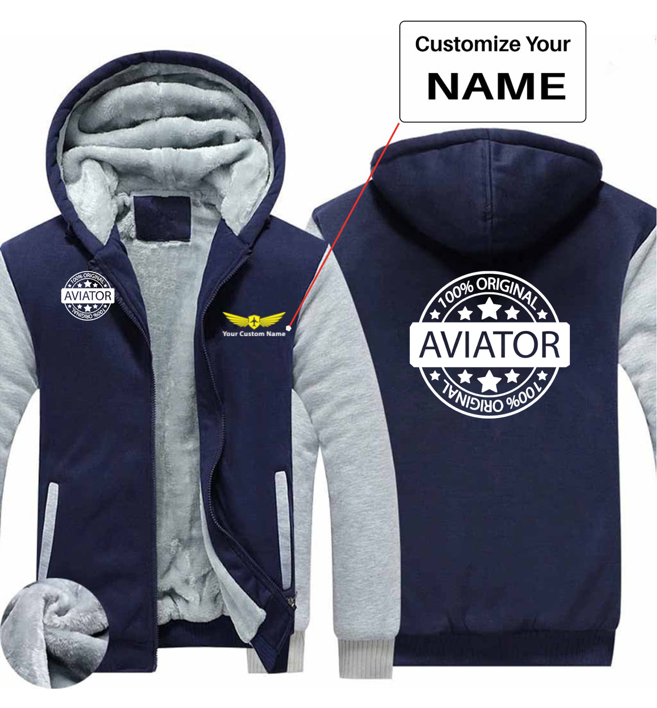 %100 Original Aviator Designed Zipped Sweatshirts