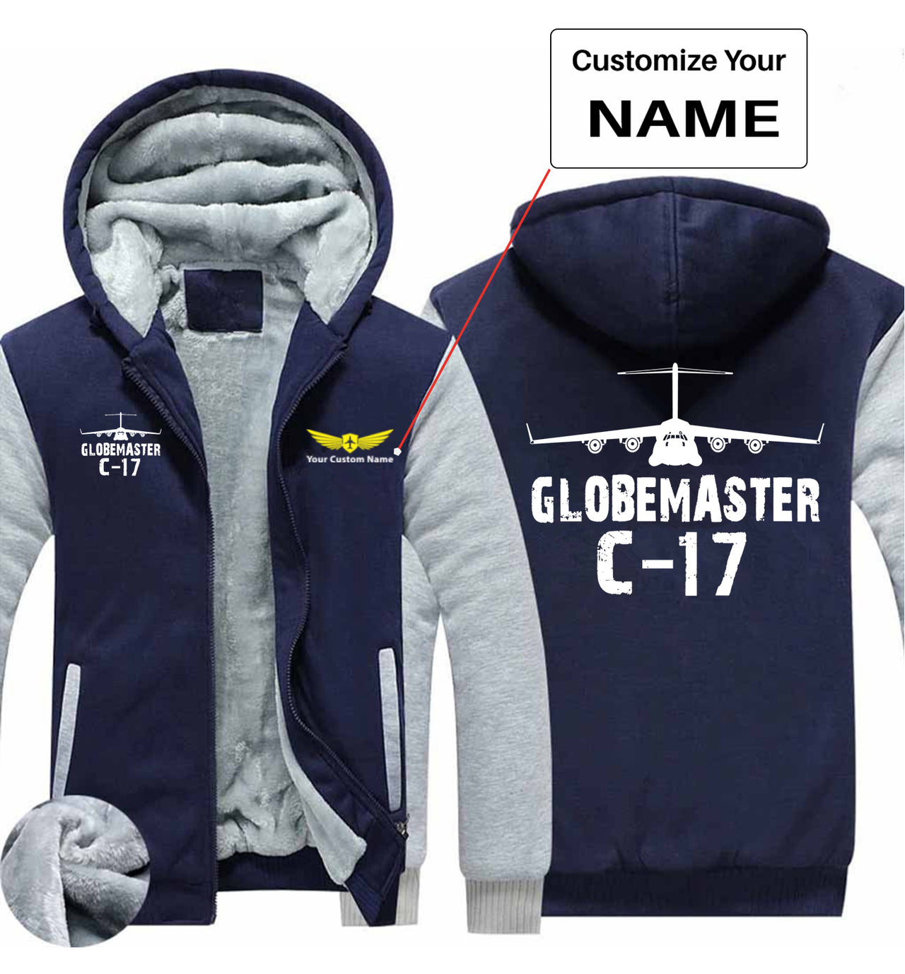 GlobeMaster C-17 & Plane Designed Zipped Sweatshirts