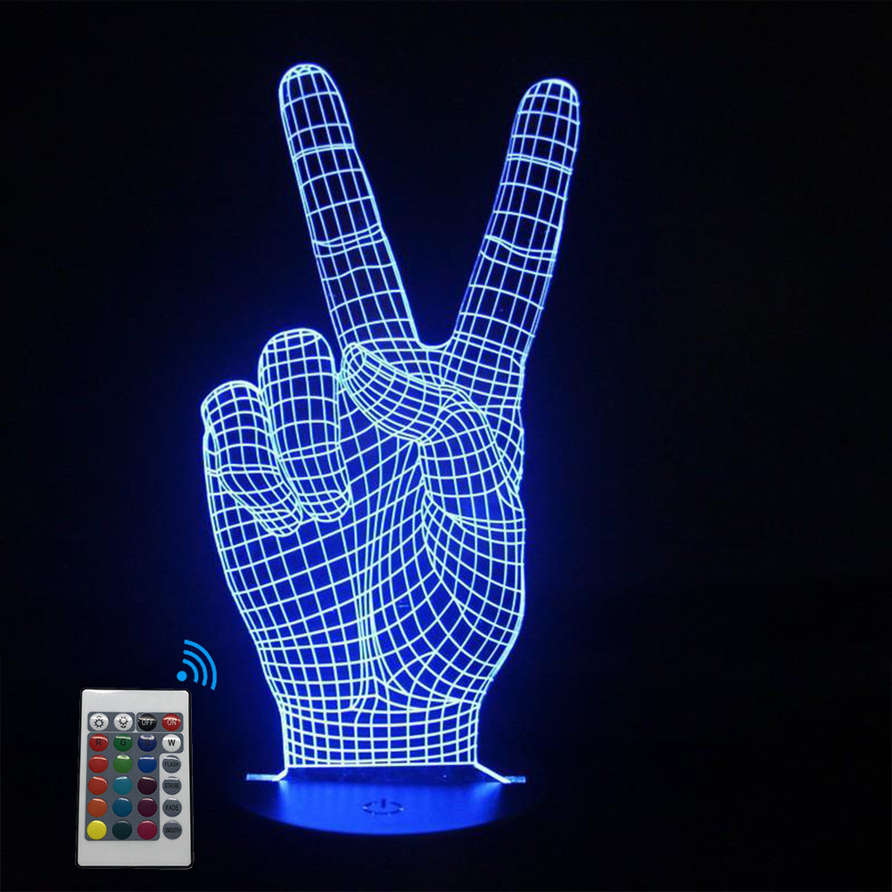 3D Victory & Peace Sign Designed Night Lamp