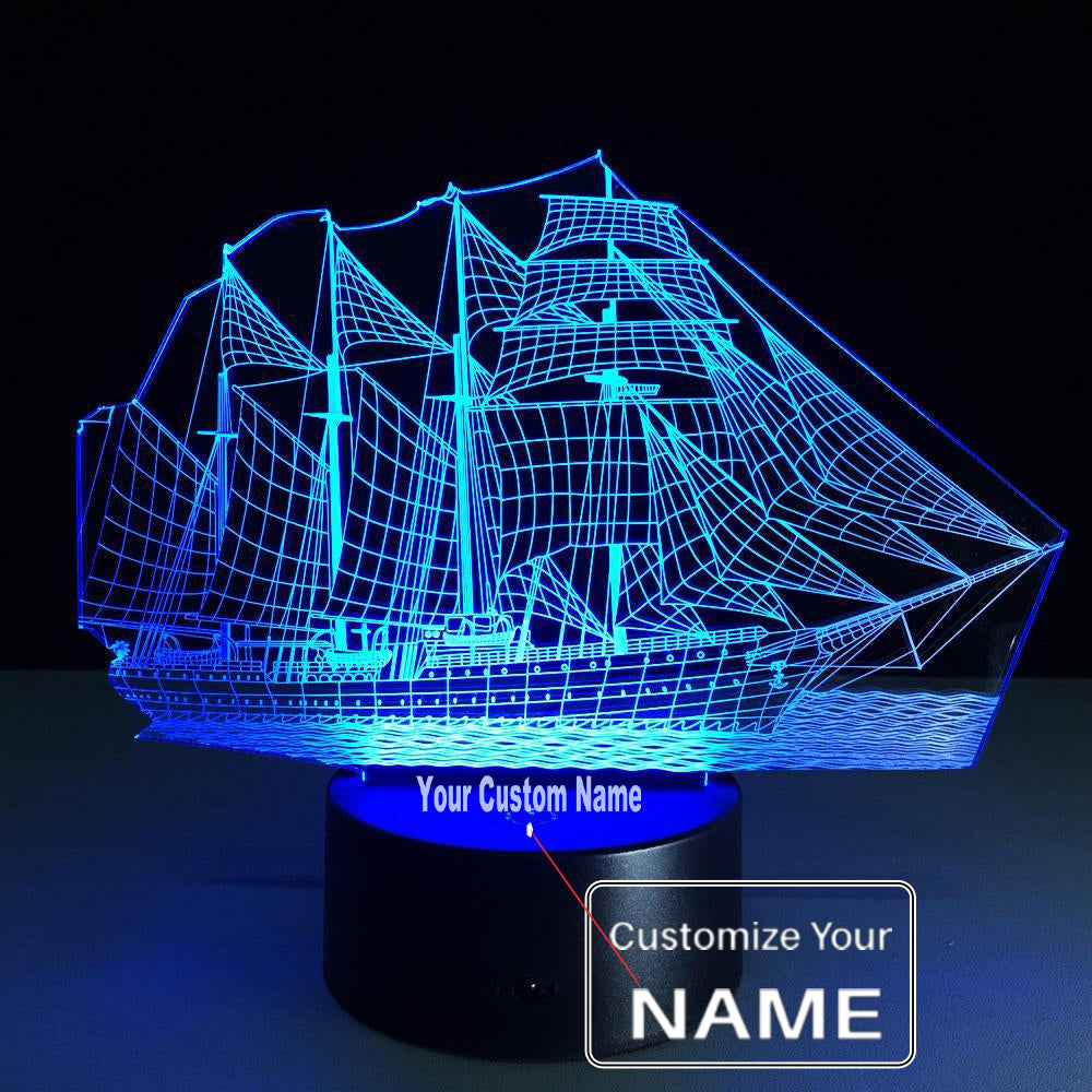 3D Sail Boat Designed Night Lamp